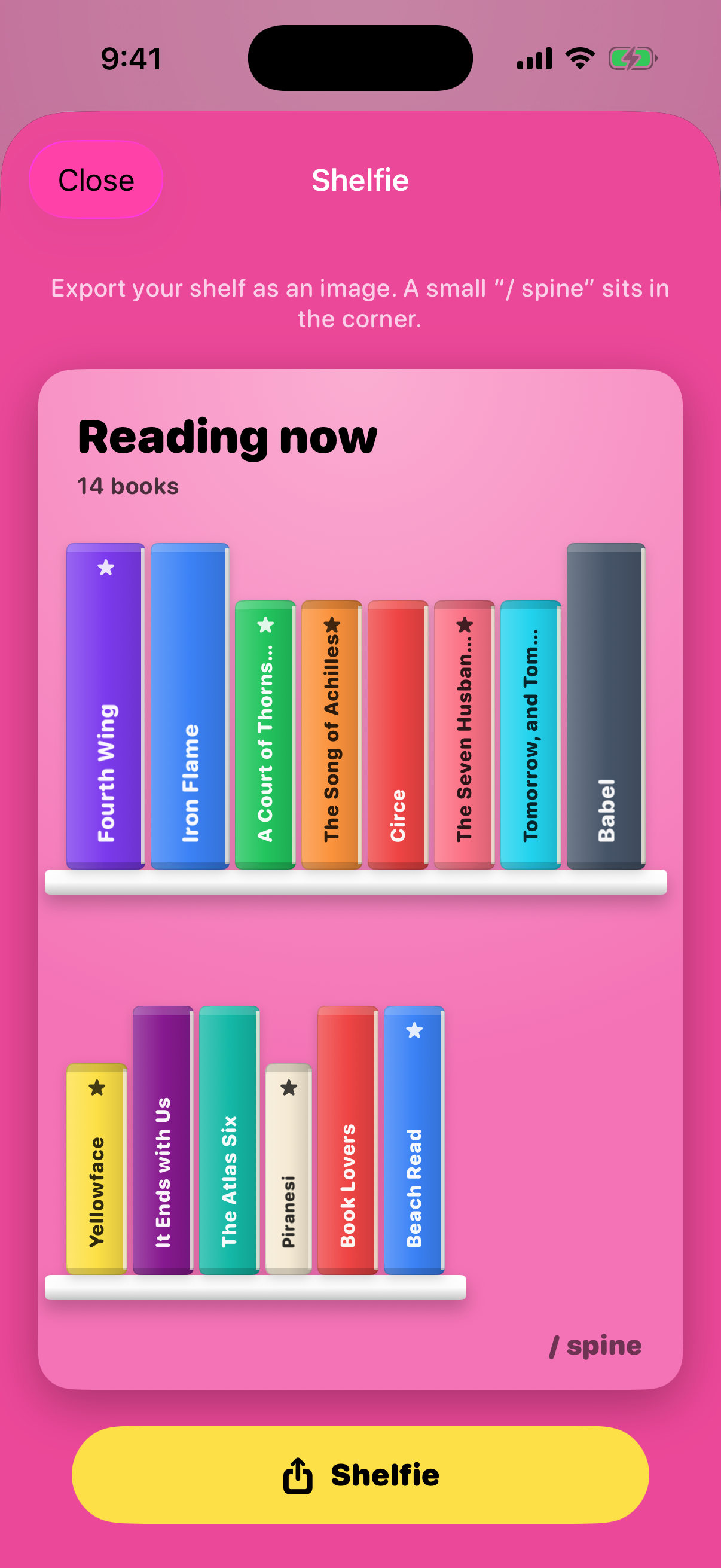 Spine — A shelfie, in one tap.
